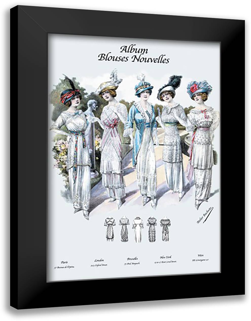 Album Blouses Nouvelles: Five Feminine Styles 16x22 Black Modern Wood Framed Art Print Poster by Bachrvitz, Atelier