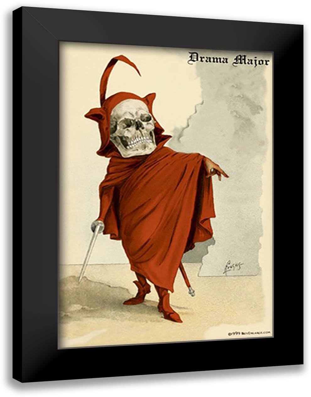 Drama Major 16x22 Black Modern Wood Framed Art Print Poster by Frusius M. D., F.