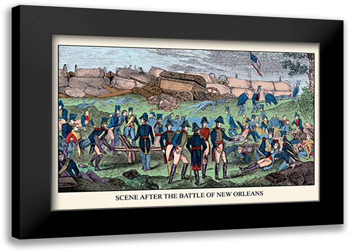 Scene After the Battle of New Orleans 22x16 Black Modern Wood Framed Art Print Poster by Croome, W.