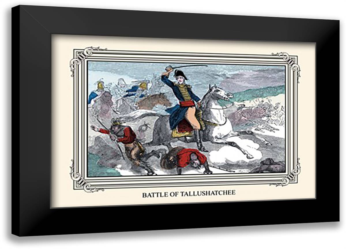 Battle of Tallushatchee 22x16 Black Modern Wood Framed Art Print Poster by Devereux