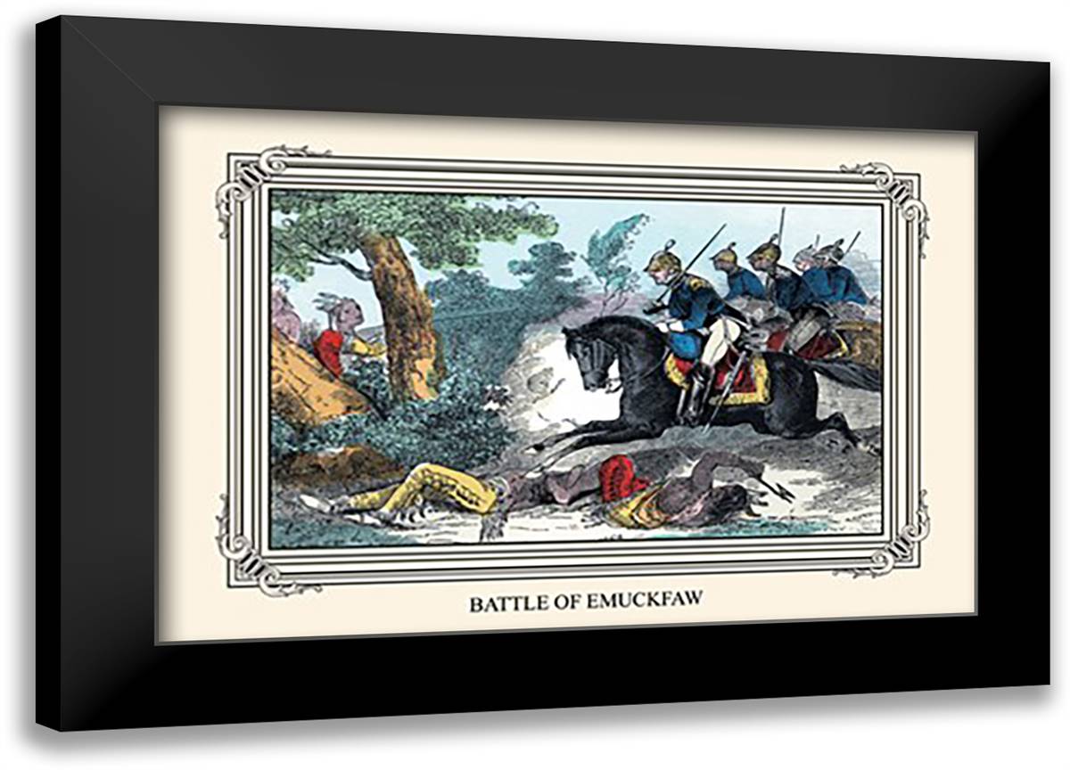 Battle of Emuckfaw 22x16 Black Modern Wood Framed Art Print Poster by Devereux