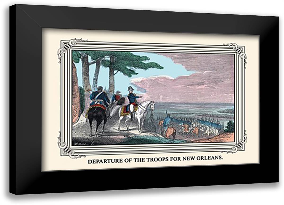 Departure of the Troops for New Orleans 22x16 Black Modern Wood Framed Art Print Poster by Devereux