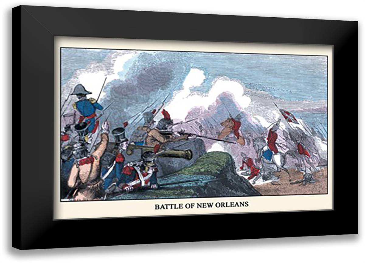 Battle of New Orleans 22x16 Black Modern Wood Framed Art Print Poster by Bricher, H.
