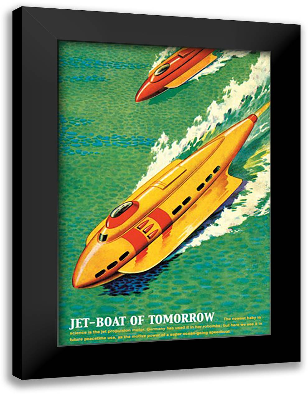 Jet-Boat of Tomorrow 16x22 Black Modern Wood Framed Art Print Poster