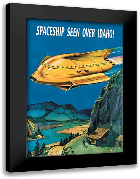 Spaceship Seen Over Idaho! 16x22 Black Modern Wood Framed Art Print Poster