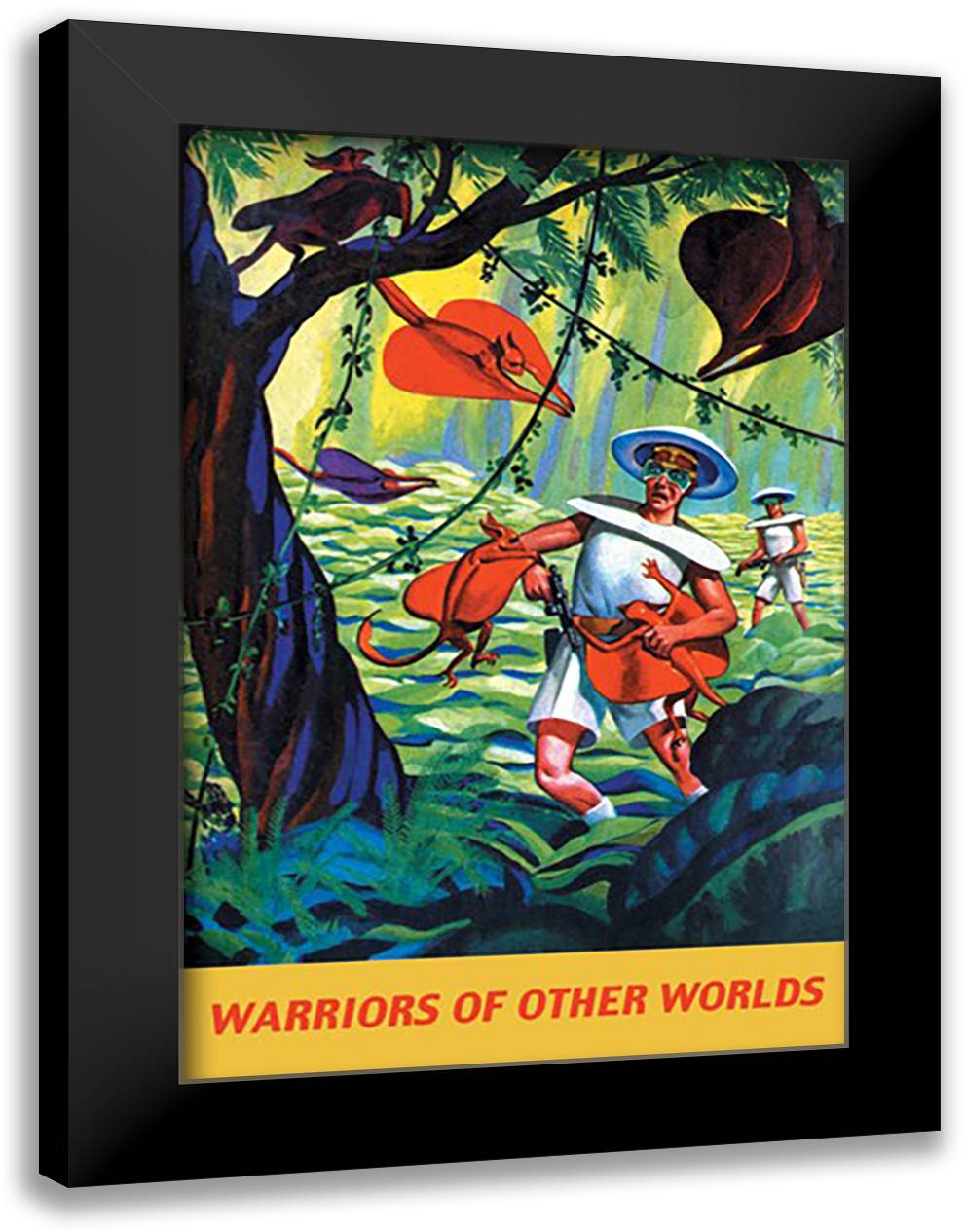 Warriors of Other Worlds 16x22 Black Modern Wood Framed Art Print Poster