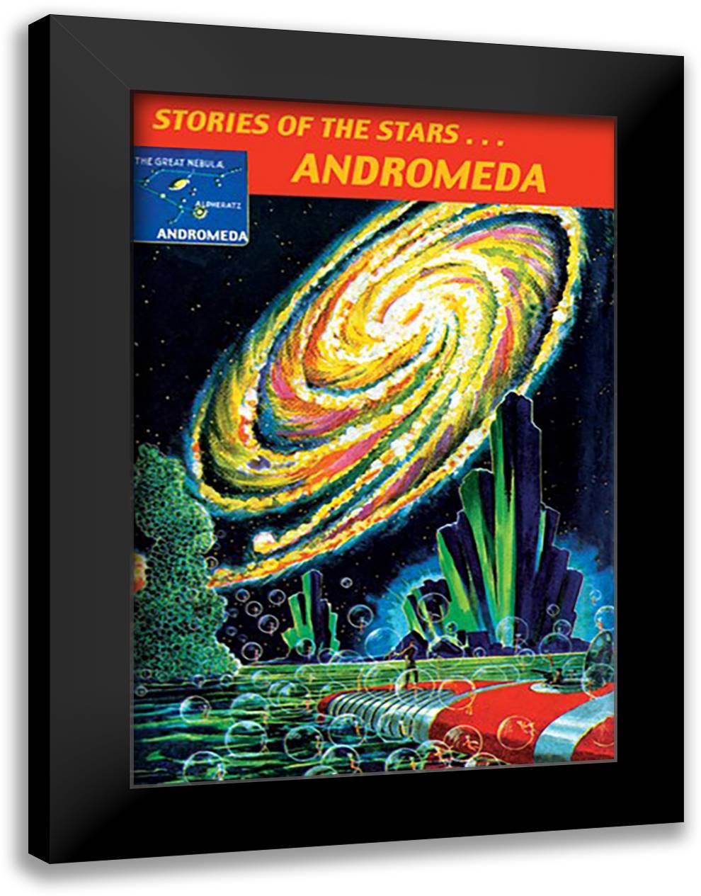 Stories of the Stars... Andromeda 16x22 Black Modern Wood Framed Art Print Poster