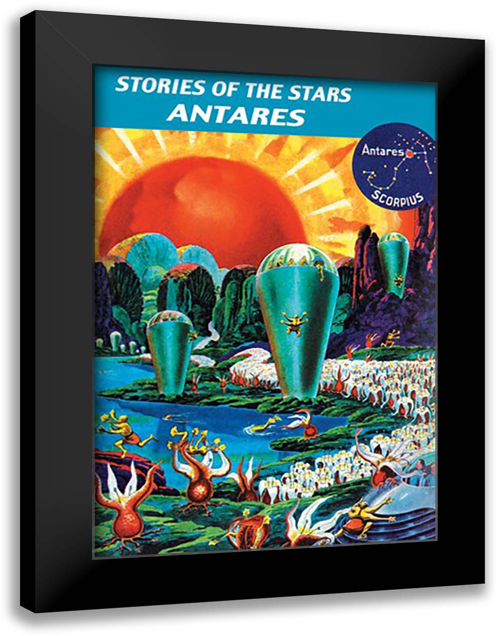 Stories of the Stars - Antares 16x22 Black Modern Wood Framed Art Print Poster