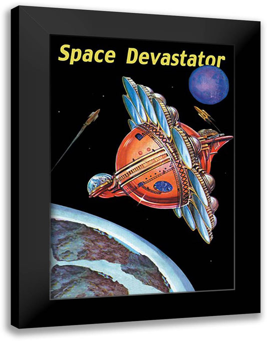 Space Devastator 16x22 Black Modern Wood Framed Art Print Poster