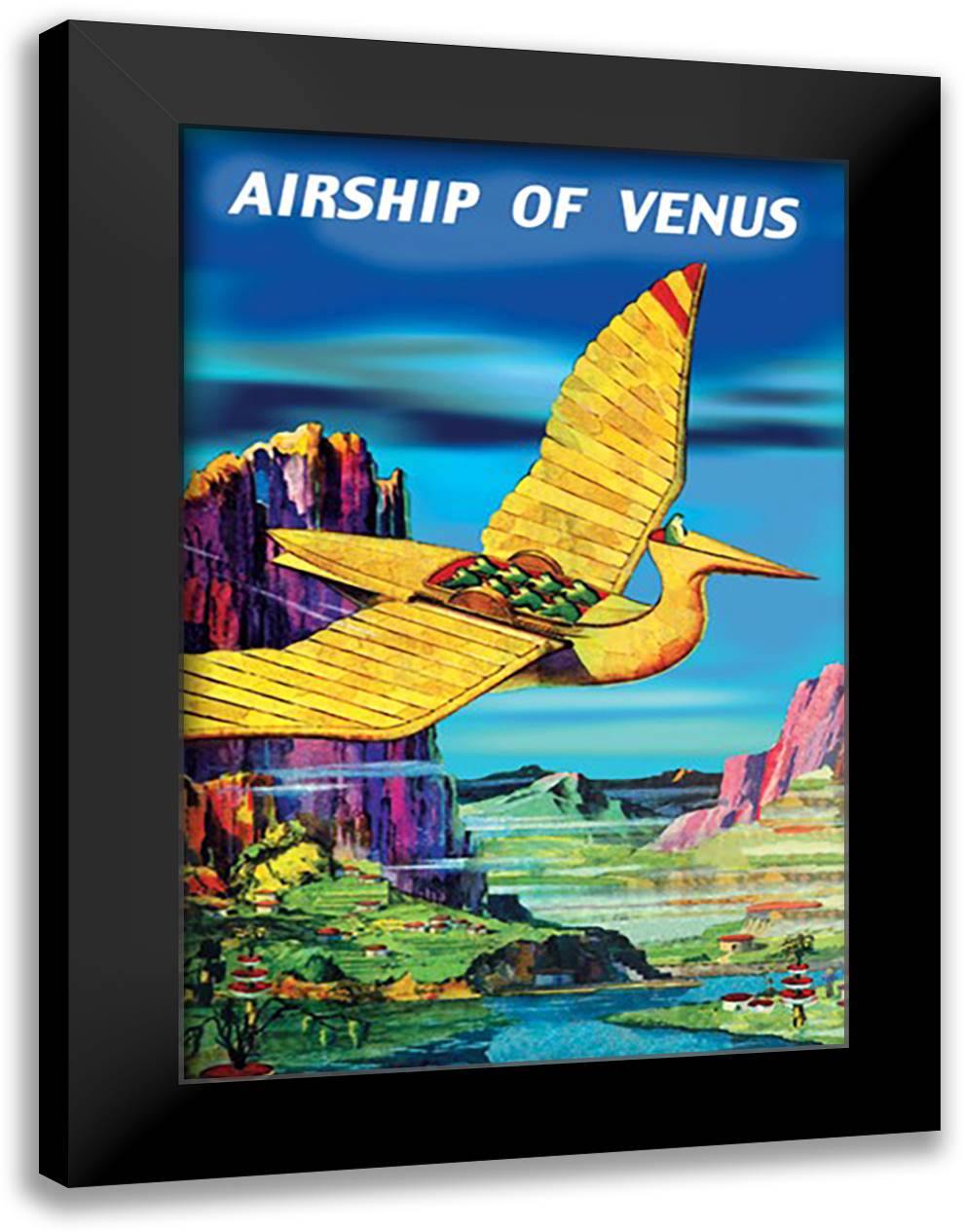 Airship of Venus 16x22 Black Modern Wood Framed Art Print Poster