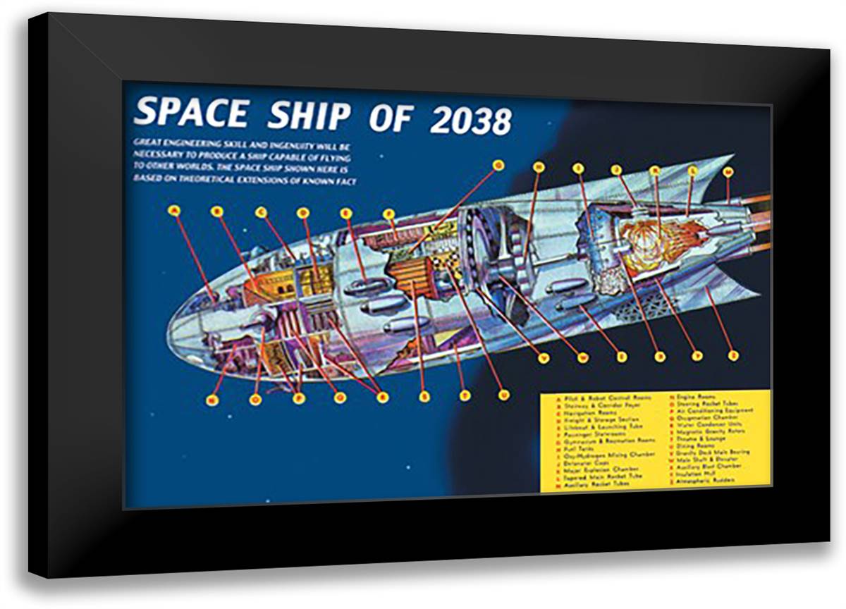 Space Ship of 2038 22x16 Black Modern Wood Framed Art Print Poster