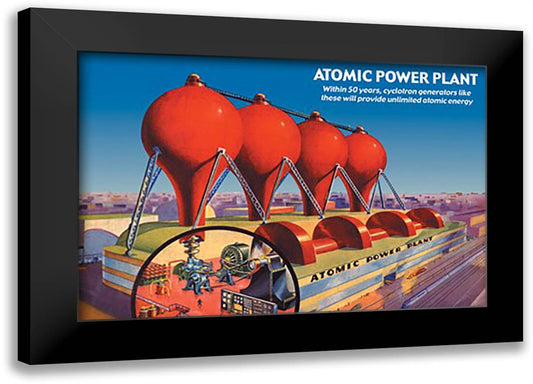 Atomic Power Plant 22x16 Black Modern Wood Framed Art Print Poster