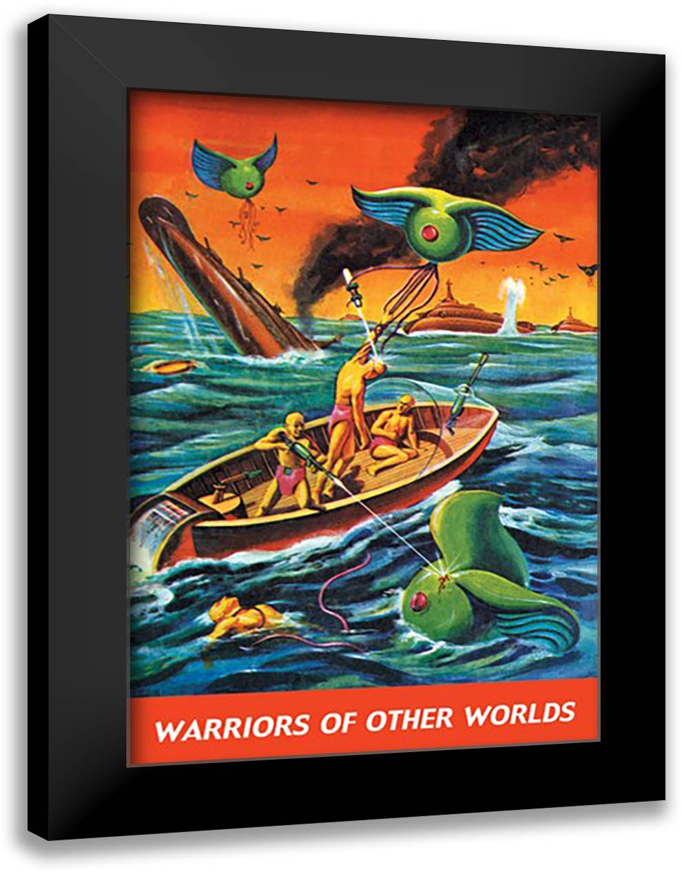 Warriors of Other Worlds 16x22 Black Modern Wood Framed Art Print Poster