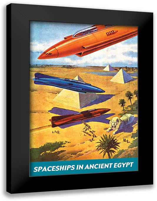 Spaceships in Ancient Egypt 16x22 Black Modern Wood Framed Art Print Poster