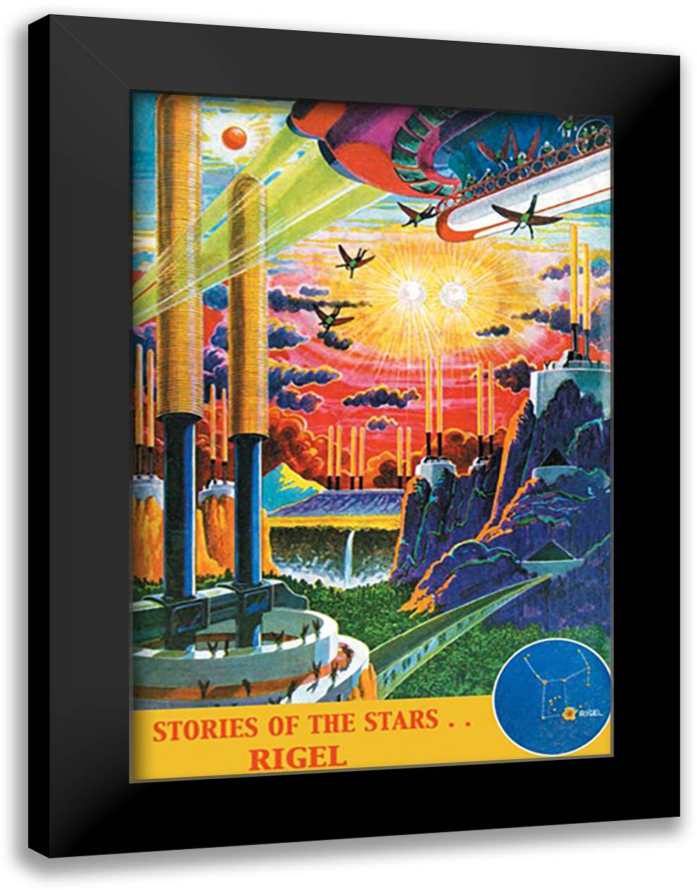 Stories of the Star... Rigel 16x22 Black Modern Wood Framed Art Print Poster