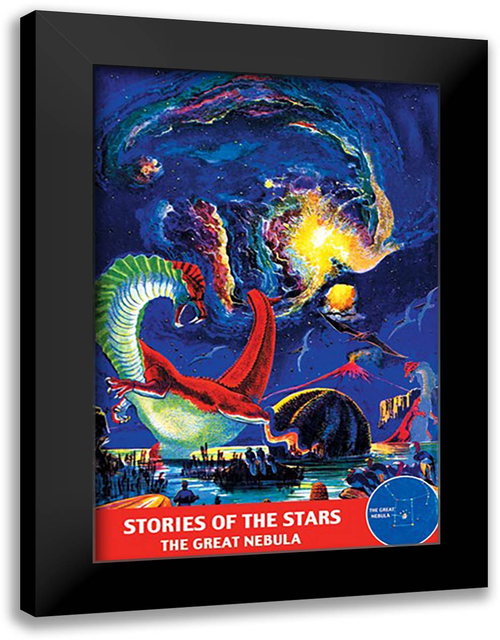 Stories of the Stars - The Great Nebula 16x22 Black Modern Wood Framed Art Print Poster