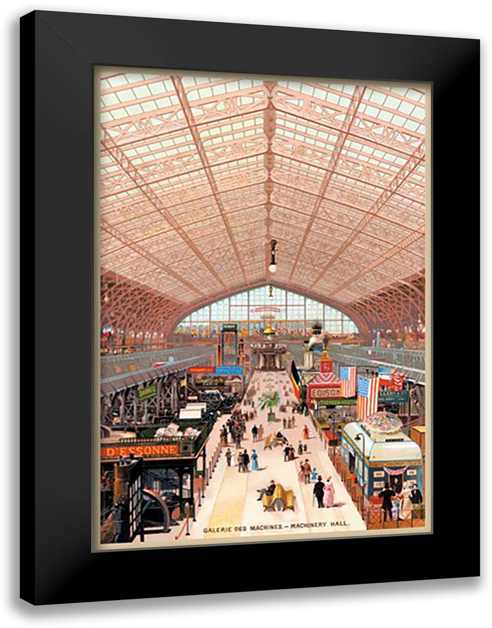 Machinery Hall at the Paris Exhibition, 1889 16x22 Black Modern Wood Framed Art Print Poster