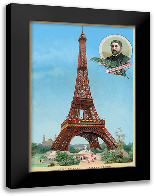 Eiffel Tower at the Paris Exhibition, 1889 16x22 Black Modern Wood Framed Art Print Poster