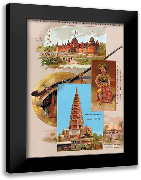 Five Scenes from the Paris Exhibition, 1889 16x22 Black Modern Wood Framed Art Print Poster