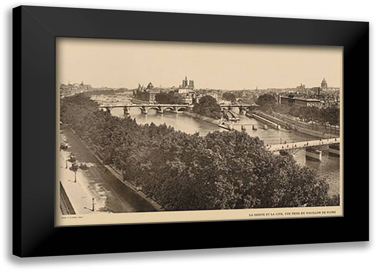 Seine and the City-Isle 22x16 Black Modern Wood Framed Art Print Poster by Ledeley, Helio E.