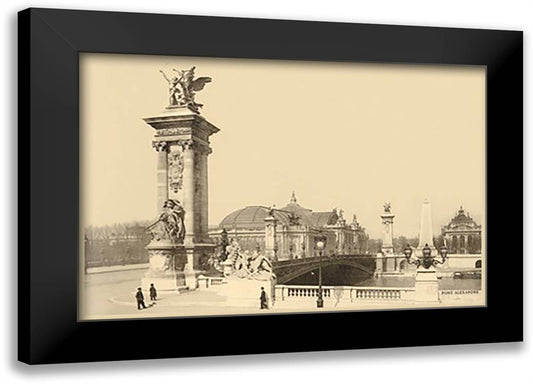 Alexander III Bridge 22x16 Black Modern Wood Framed Art Print Poster