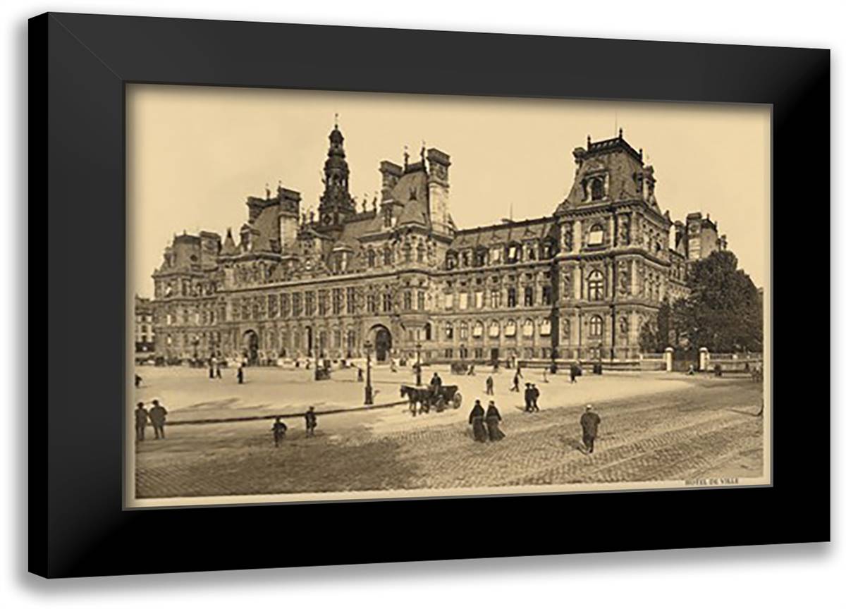 City-Hall 22x16 Black Modern Wood Framed Art Print Poster