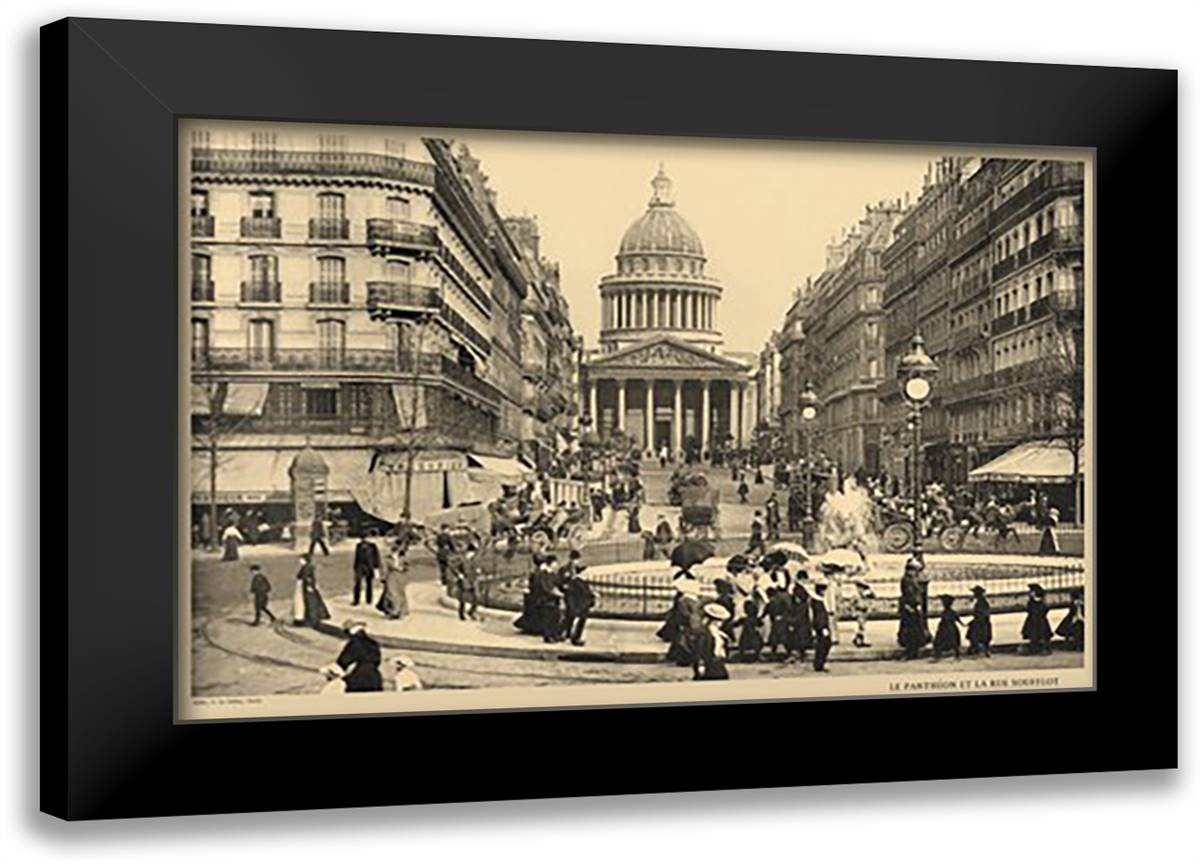 Pantheon and Soufflot Street 22x16 Black Modern Wood Framed Art Print Poster by Ledeley, Helio E.