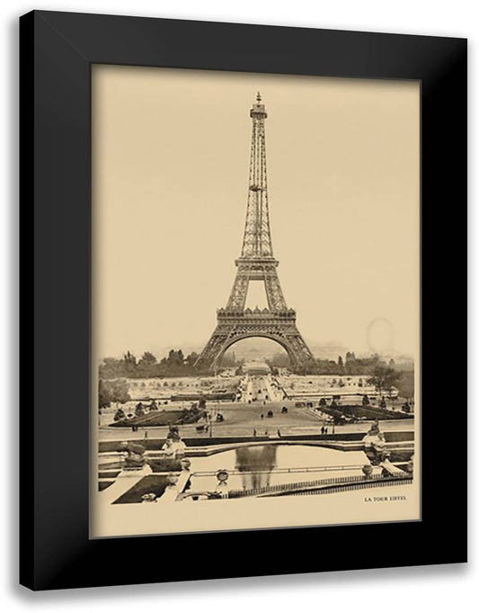 Eiffel Tower 16x22 Black Modern Wood Framed Art Print Poster