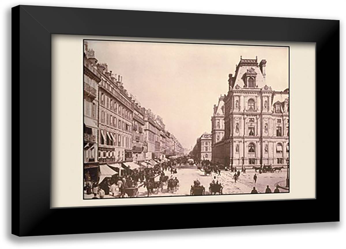 Rue St. Antoine and Hotel de Ville 22x16 Black Modern Wood Framed Art Print Poster by Pepper, A.