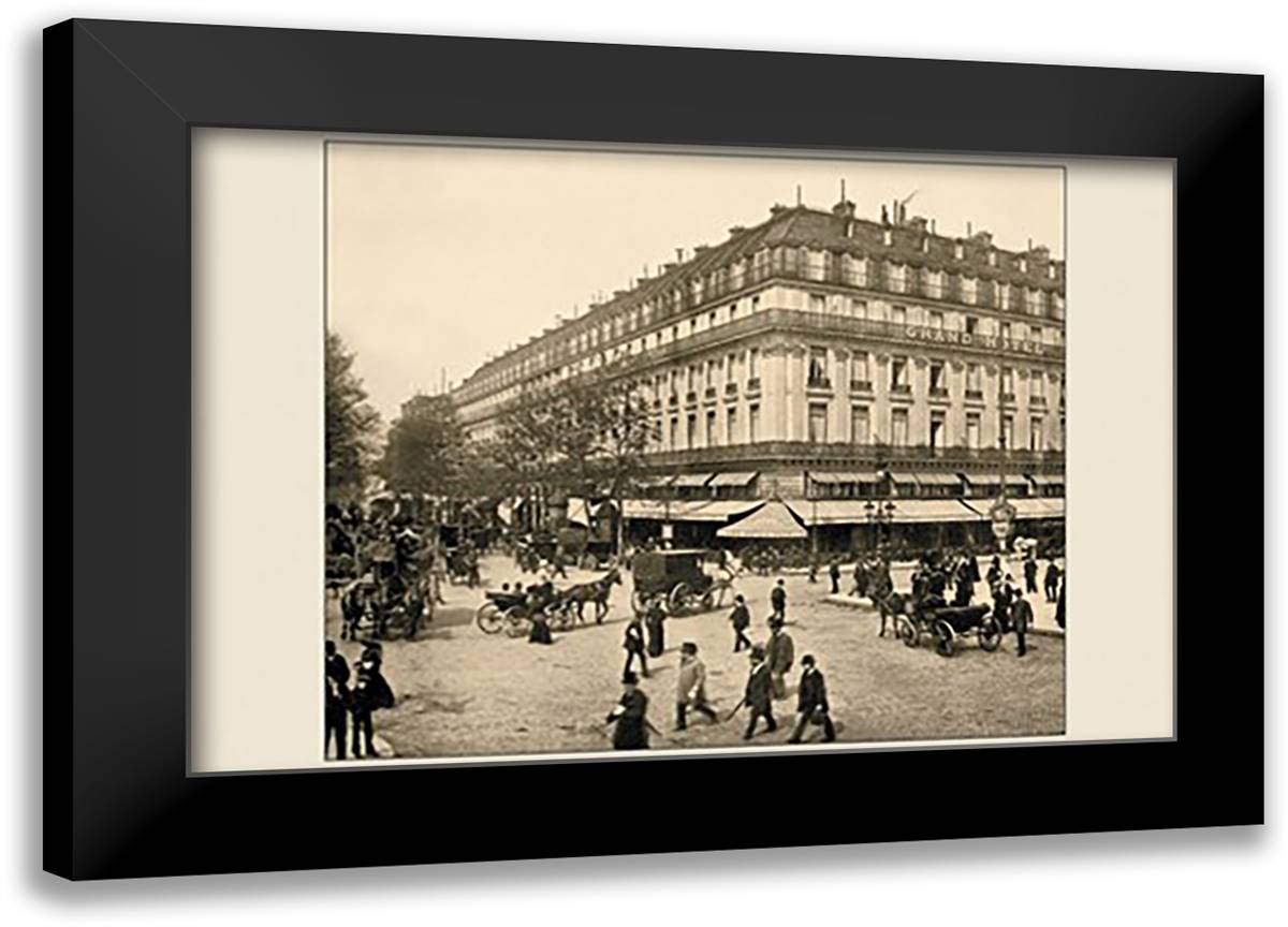 Grand Hotel and the Caf de la Paix 22x16 Black Modern Wood Framed Art Print Poster by Pepper, A.