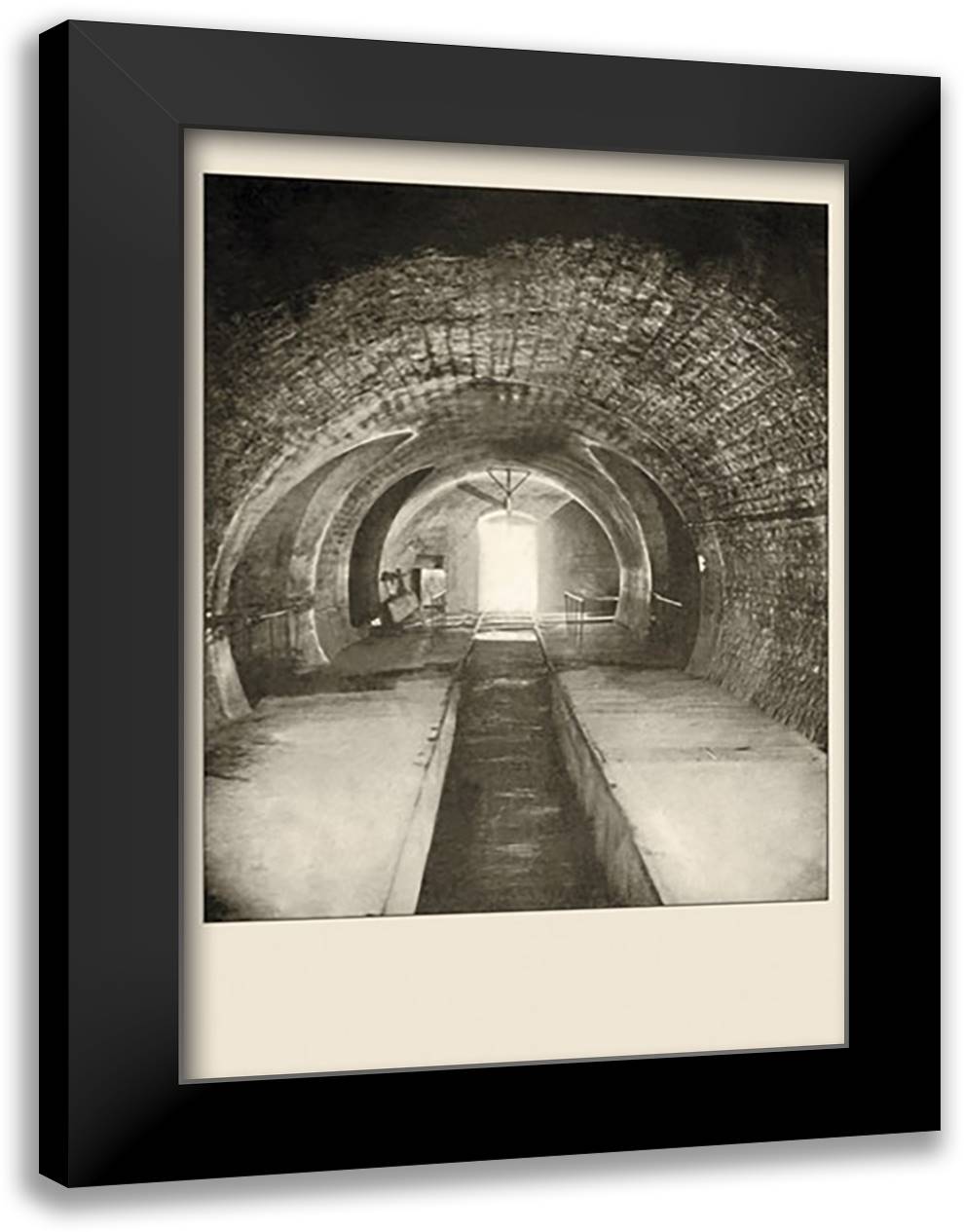 Section of a Sewer in Paris 16x22 Black Modern Wood Framed Art Print Poster by Pepper, A.