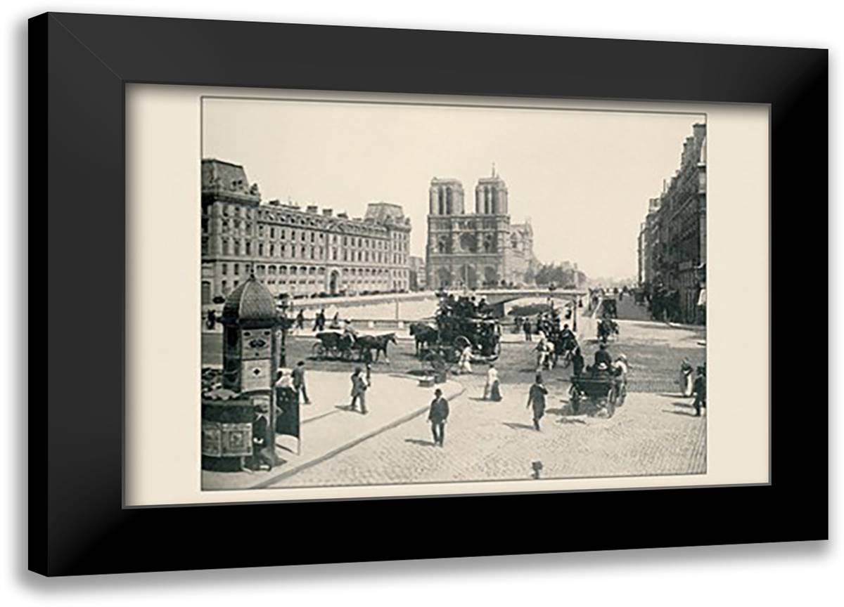 Pont St. Michel and Notre Dame 22x16 Black Modern Wood Framed Art Print Poster by Pepper, A.