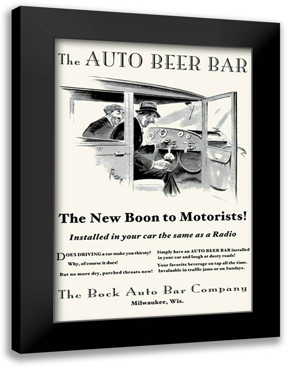 Auto Beer Bar 16x22 Black Modern Wood Framed Art Print Poster by Tousey