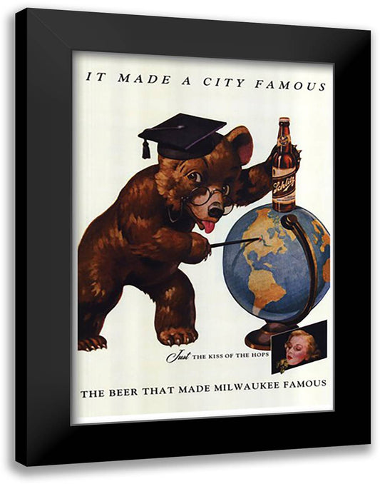 Schlitz Beer - It Made a City Famous 16x22 Black Modern Wood Framed Art Print Poster