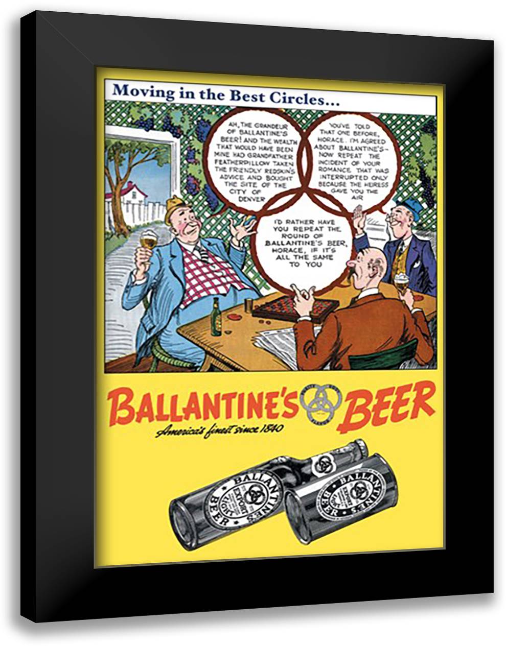 Ballantine's Beer - Moving in the Best Circles 16x22 Black Modern Wood Framed Art Print Poster