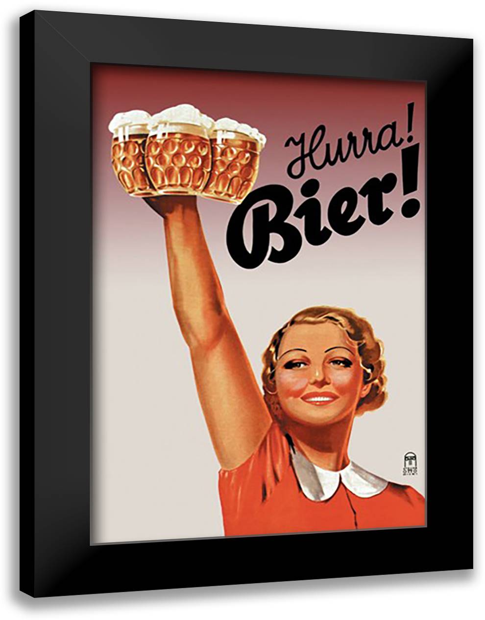 Harra! Bier! 16x22 Black Modern Wood Framed Art Print Poster
