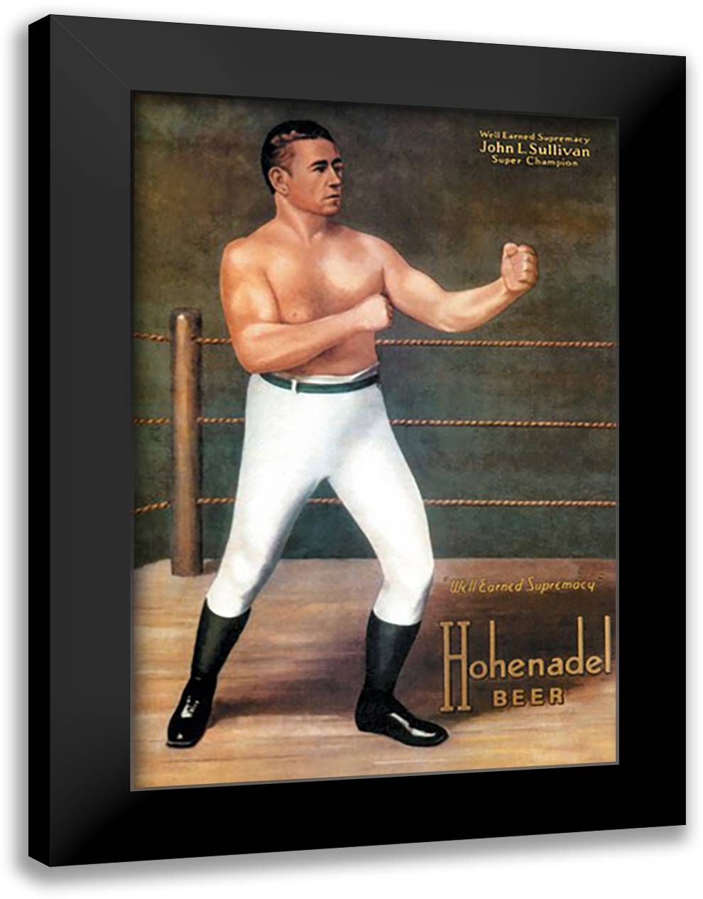 Hohenadel Beer - John L. Sullivan 16x22 Black Modern Wood Framed Art Print Poster