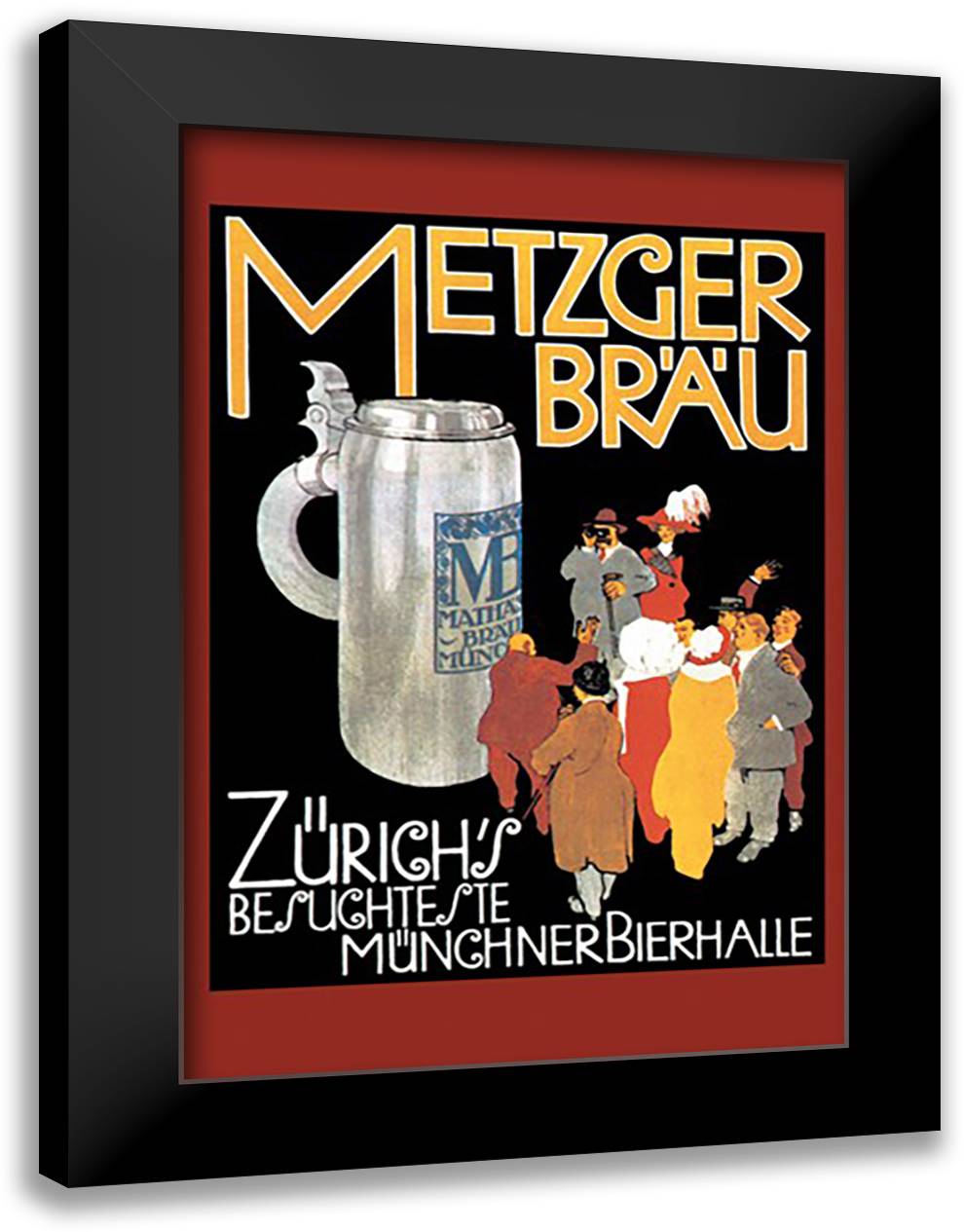 Metzger Blau 16x22 Black Modern Wood Framed Art Print Poster
