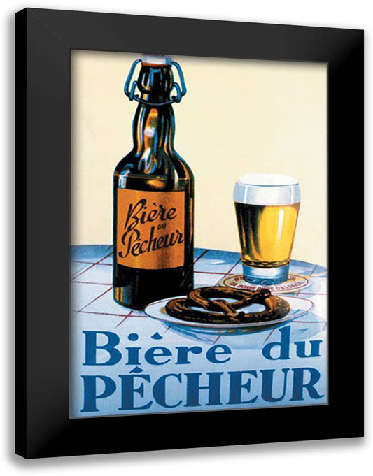 Biere du Pecheur 16x22 Black Modern Wood Framed Art Print Poster