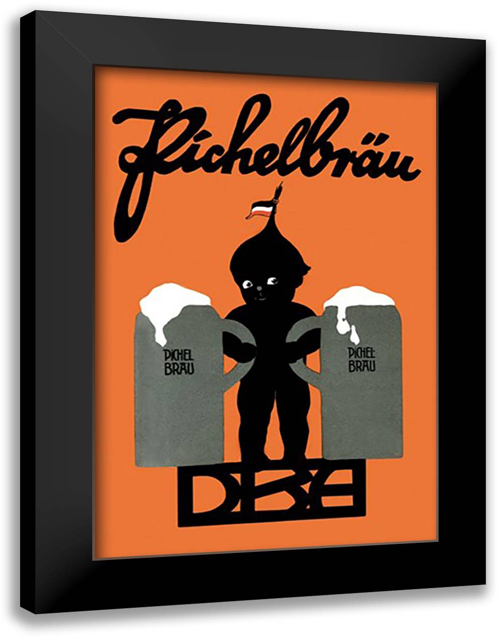 Pichelbrau 16x22 Black Modern Wood Framed Art Print Poster