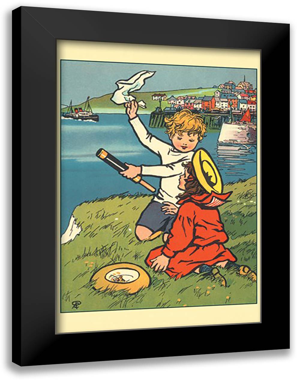 On the River 16x22 Black Modern Wood Framed Art Print Poster by Petherick, Rosa C.