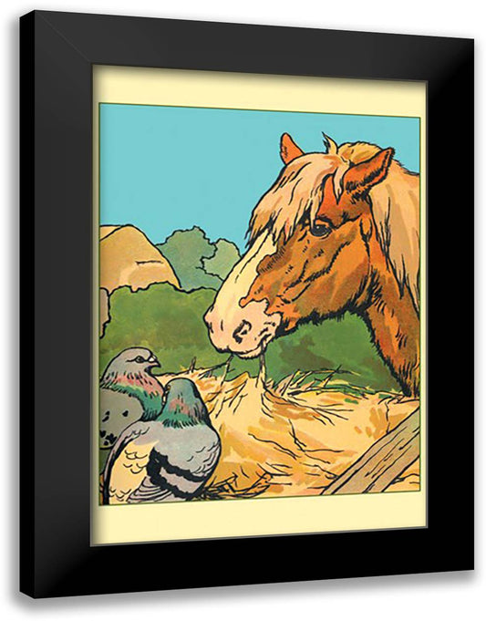 Dobbin and the Pigeons 16x22 Black Modern Wood Framed Art Print Poster