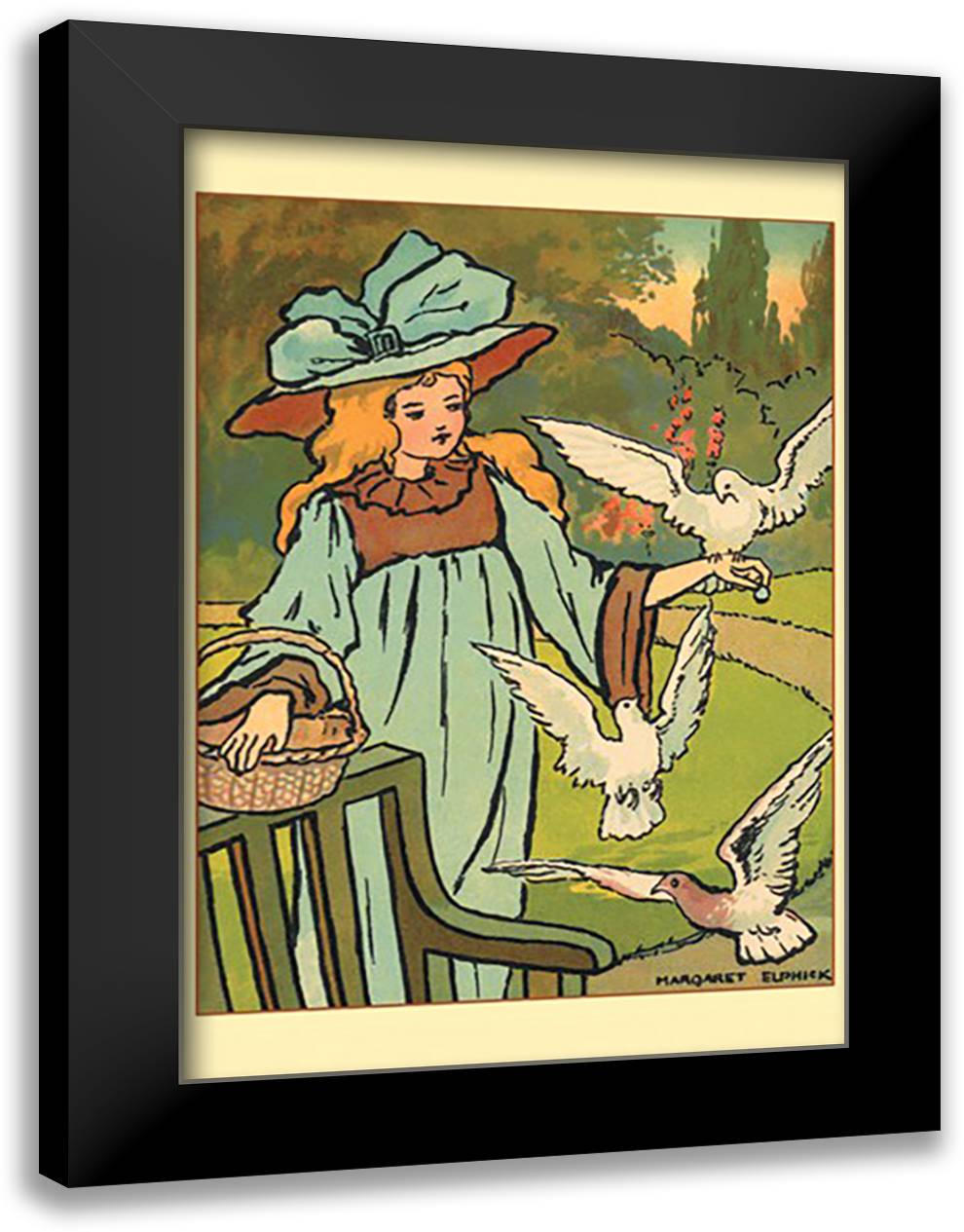 Pigeon's Secrets 16x22 Black Modern Wood Framed Art Print Poster by Elphick, Margaret