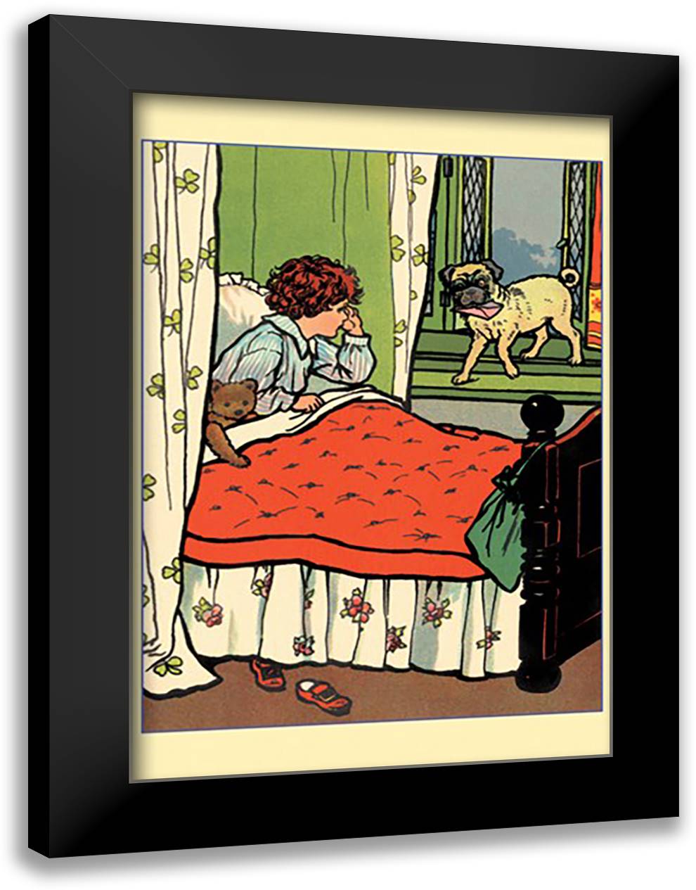 Waking up to a Valentine 16x22 Black Modern Wood Framed Art Print Poster