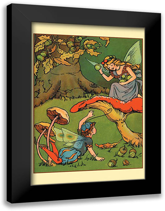 Fairies' Playtime 16x22 Black Modern Wood Framed Art Print Poster