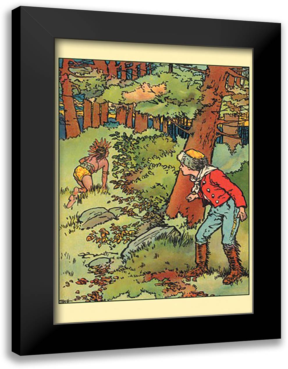 Luke Spots an Indian 16x22 Black Modern Wood Framed Art Print Poster
