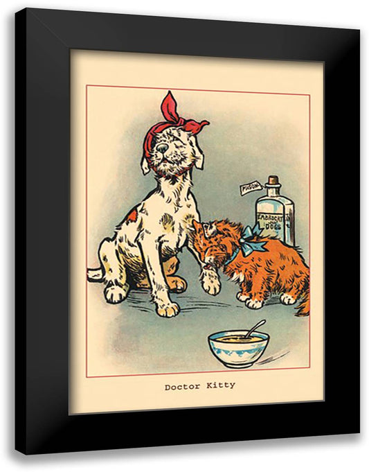 Doctor Kitty 16x22 Black Modern Wood Framed Art Print Poster