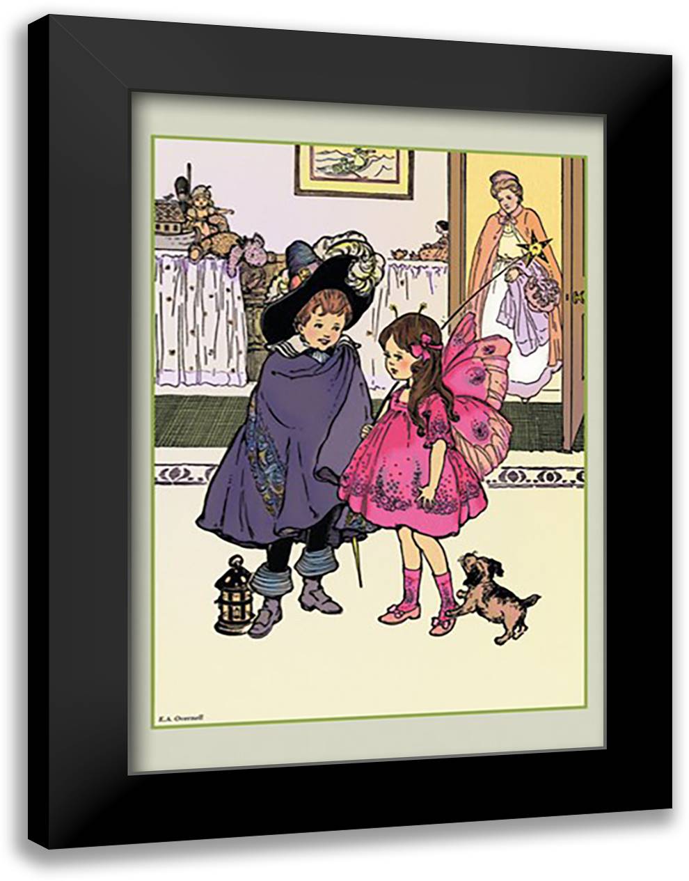 Playing Dress-Up 16x22 Black Modern Wood Framed Art Print Poster by Overnell, E. A.