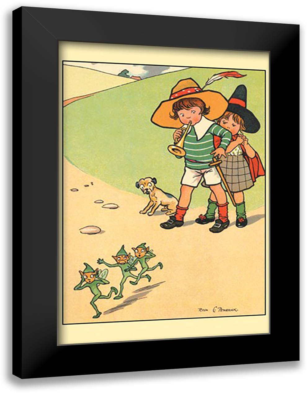 Jack and Jill Scaring the Elves 16x22 Black Modern Wood Framed Art Print Poster by Petherick, Rosa C.