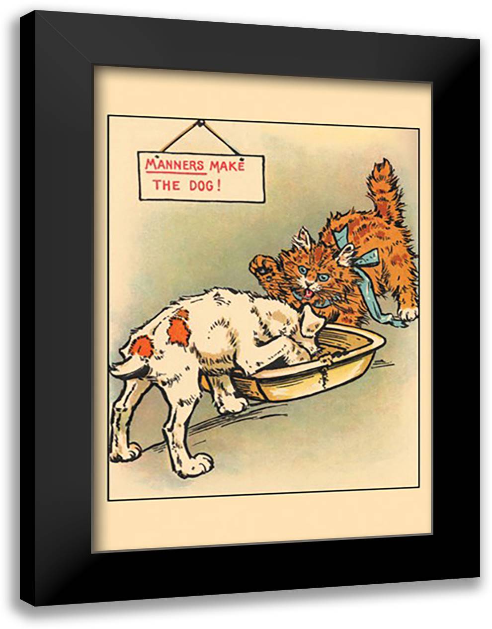 Manners Make the Dog! 16x22 Black Modern Wood Framed Art Print Poster